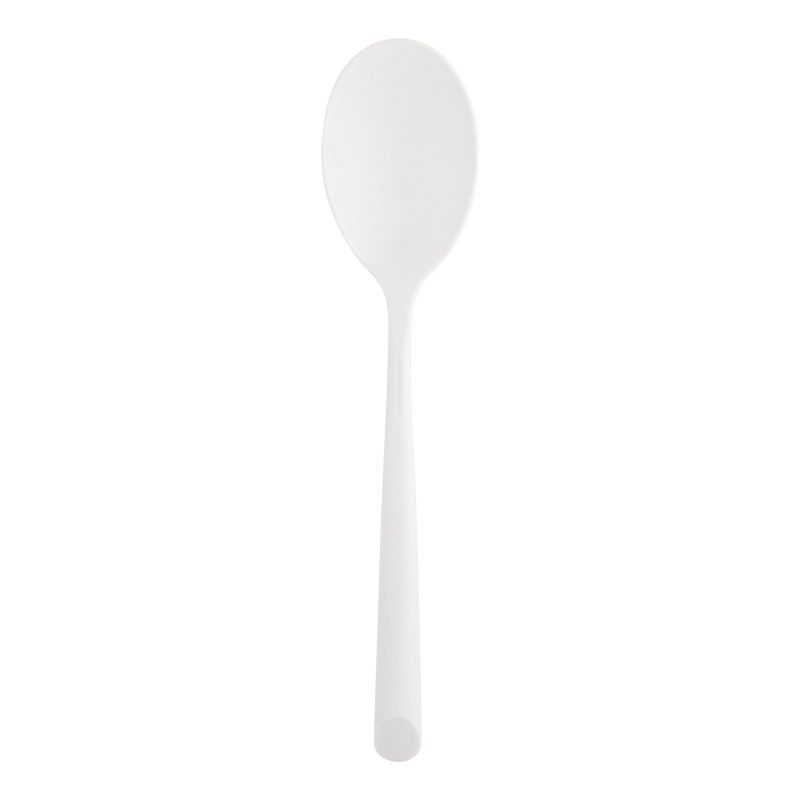 single white plastic soup spoon