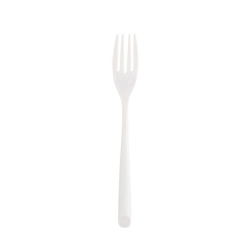 single white plastic forks